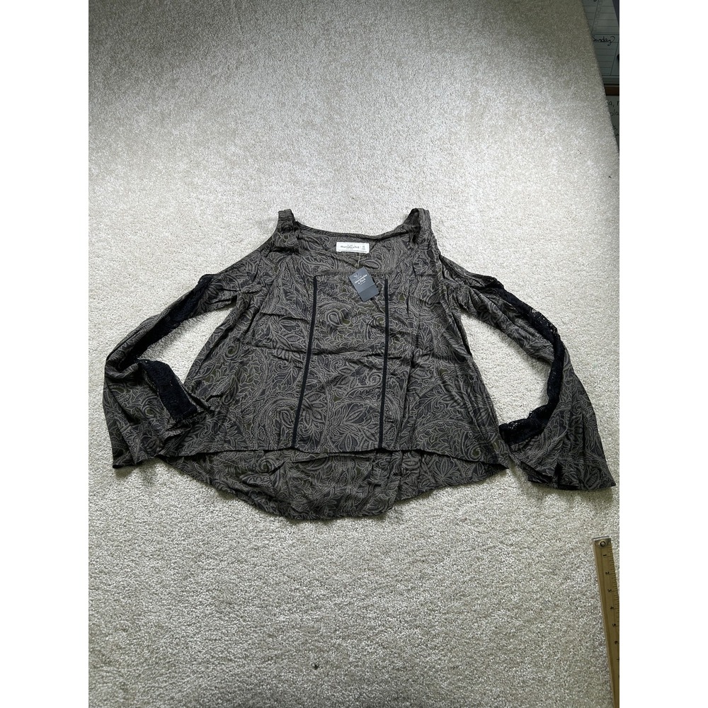 Abercrombie & Fitch XS Paisley Lace Trim Off Shoulder Top Boho Chic Witchy Goth